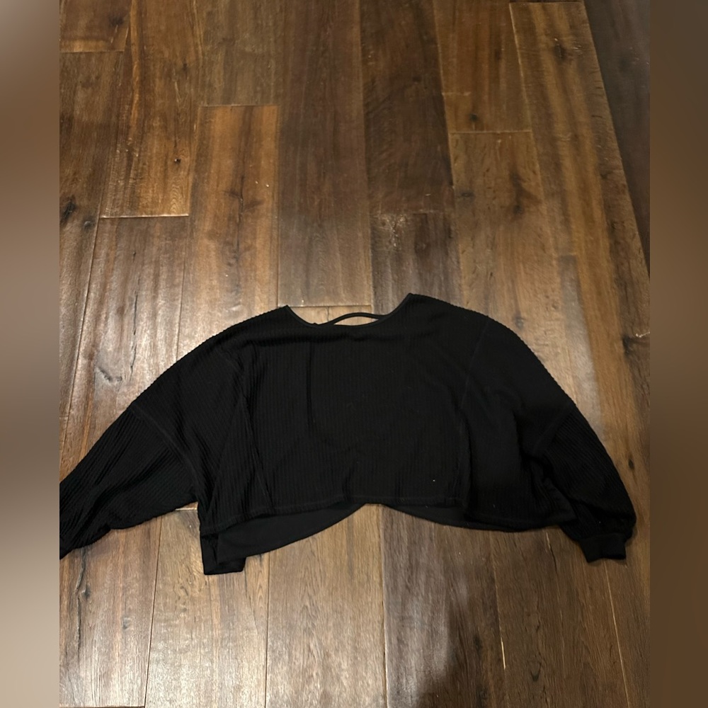 we the free black cropped open back sweater